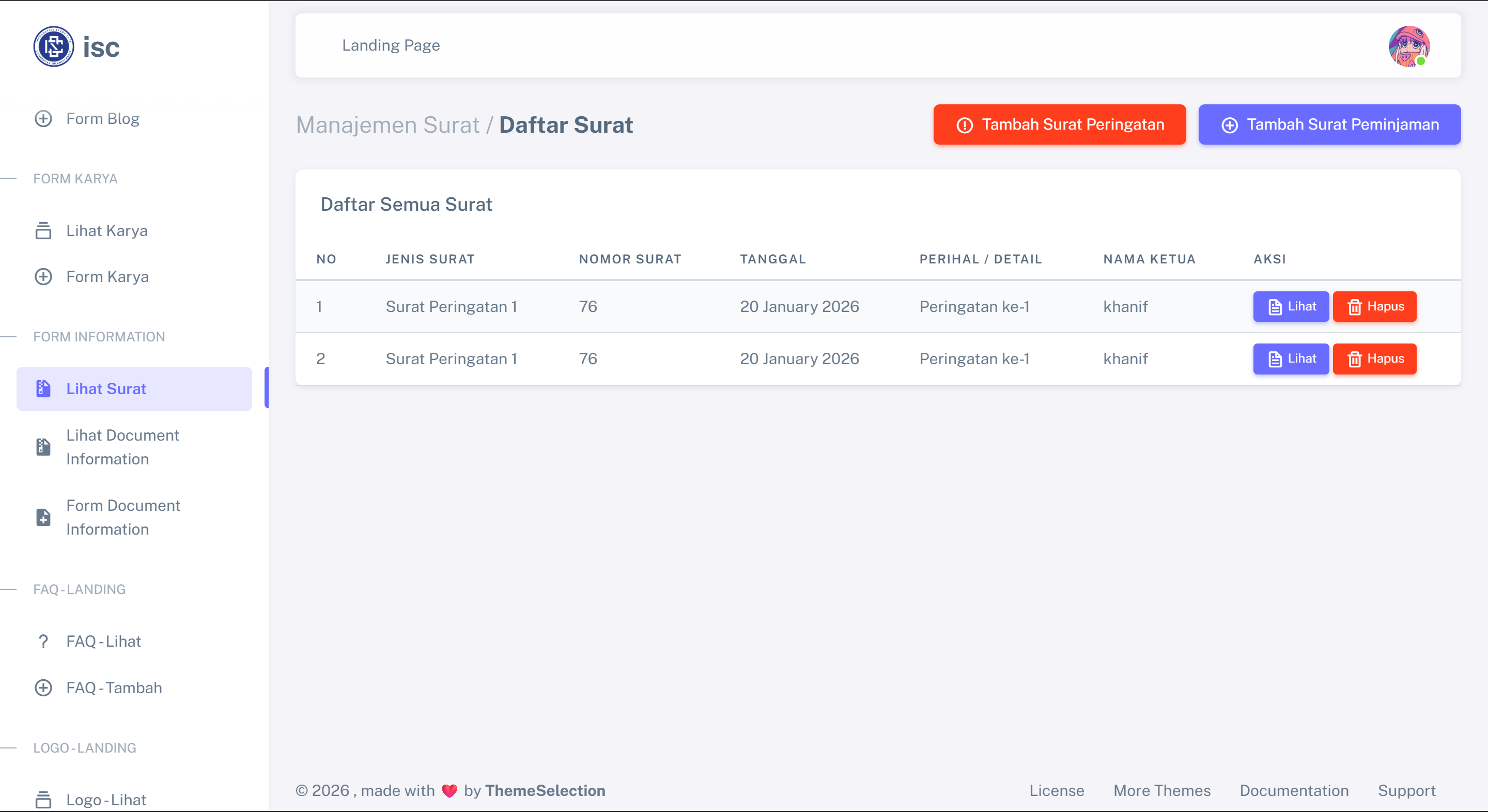 Sistem Pembuatan Surat Otomatis